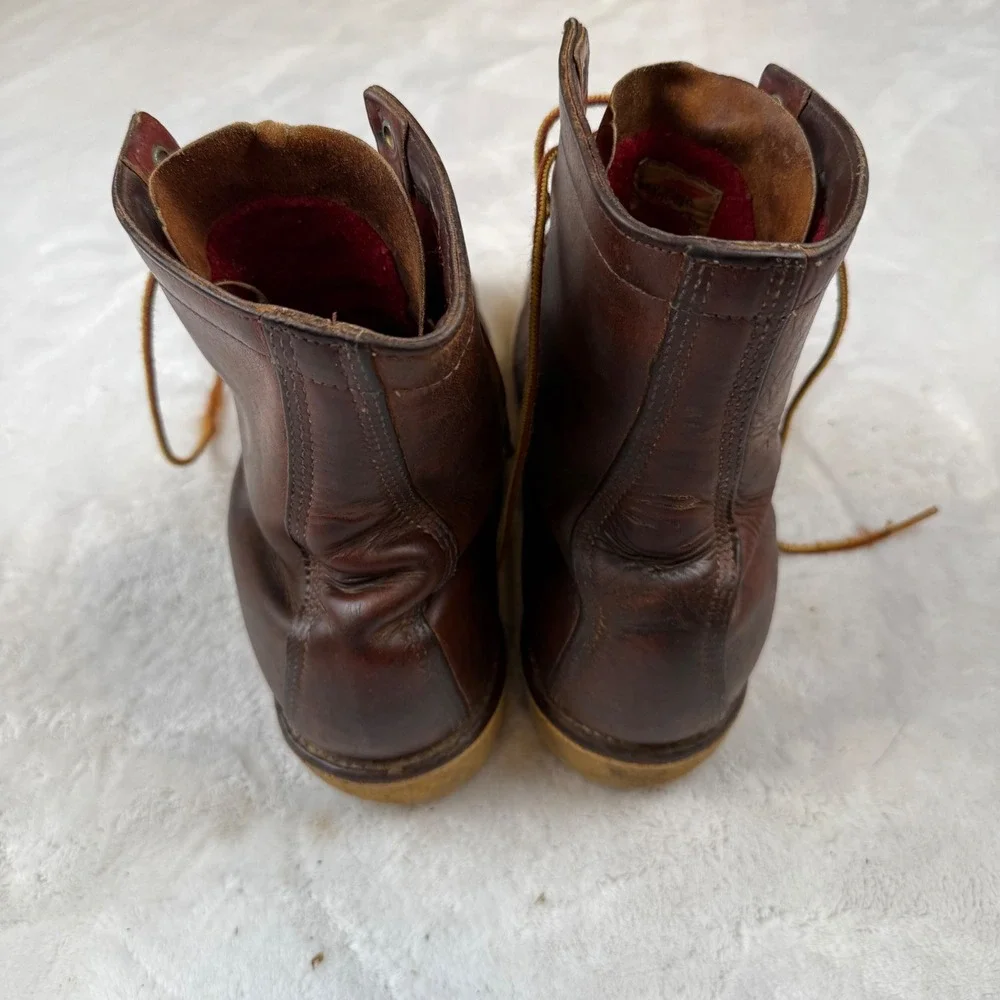 Vintage Red Wing Irish Setter Mens Brown Leather Moc Toe Work Boots Crepe Sole